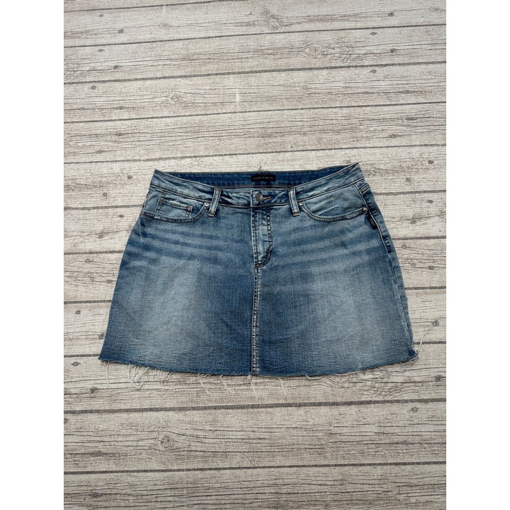 Silver Jeans Skirt Women's 8 Blue Denim Medium Wash Francy Classic Fit Cut Off
